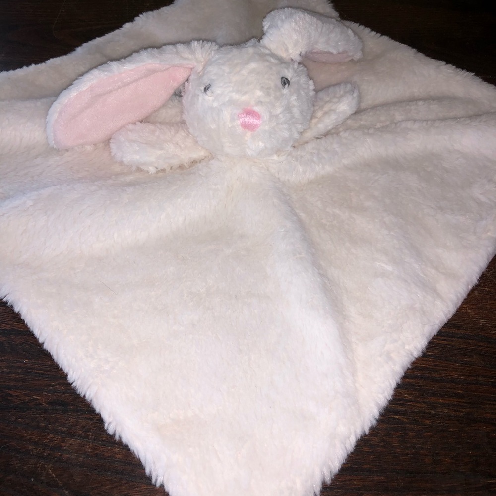 COPY - Mud Pie White Pink Bunny Rabbit Security Blanket/ Lovey Rare Very Soft - Picture 2 of 5